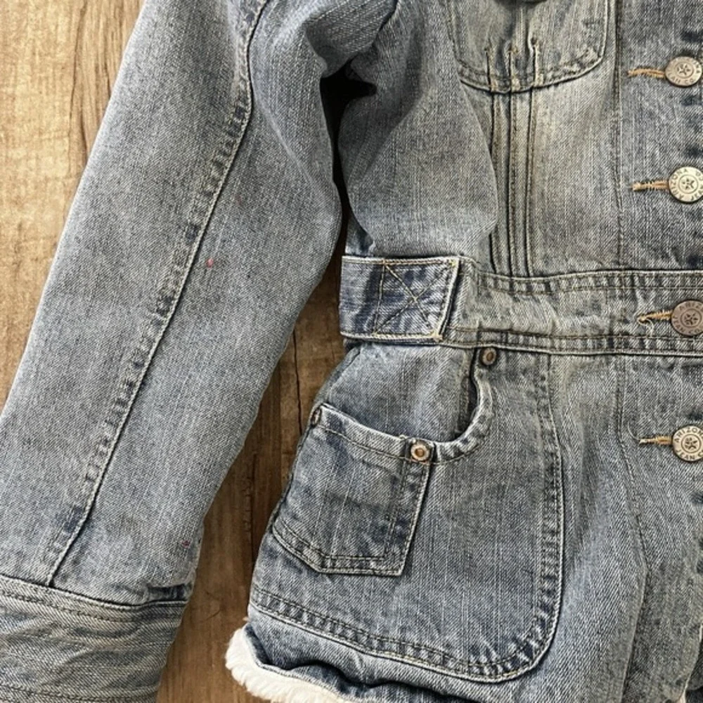 Original Arizona Jean Co. Girls Warm Denim Jean Jacket Faux-Fur Lining Cream 7/8